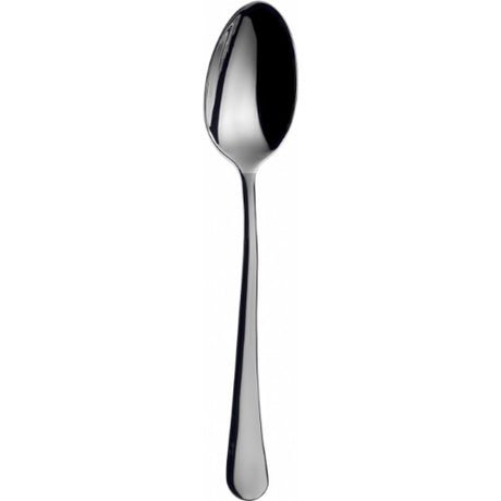Sleek satin-finish dessert spoon from Bugatti, designed for elegance and comfort in fine dining experiences.