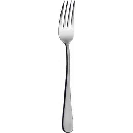 Elegant satin dessert fork by Bugatti, perfect for upscale dining and enhancing dessert presentations.