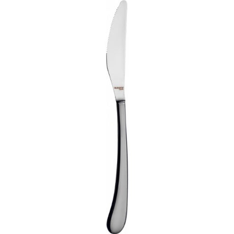 Elegant Bugatti Settimocello Satin Dessert Knife in stainless steel with a sleek satin finish, perfect for stylish dessert serving.