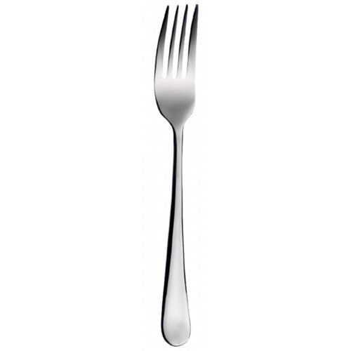Elegant stainless steel Bugatti Settimochello mirror table fork with ergonomic handle, perfect for stylish dining experiences.