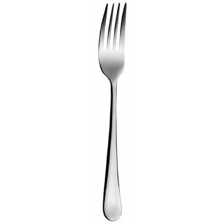 Elegant stainless steel Bugatti Settimochello mirror table fork with ergonomic handle, perfect for stylish dining experiences.