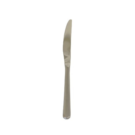 Set of 6 elegant satin finish dessert knives by Rockingham, ideal for enhancing table settings and slicing desserts effortlessly.