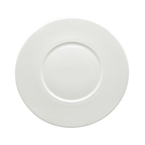 Elegant 27cm Leela Baralee Wish Plate with wide rim, ideal for serving appetizers, mains, or desserts with style.
