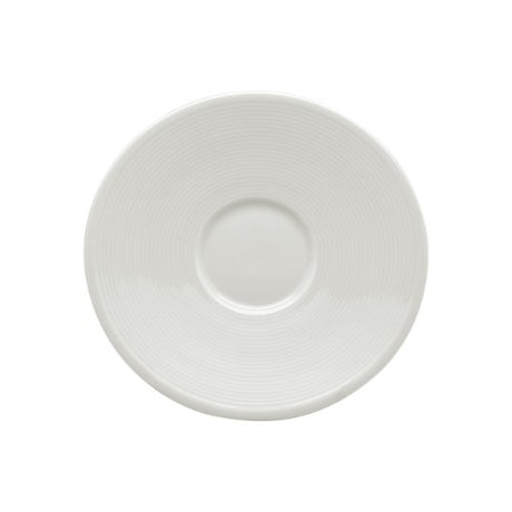Elegant ceramic Leela Baralee Wish Saucer featuring intricate embossment, perfect for teas and desserts.