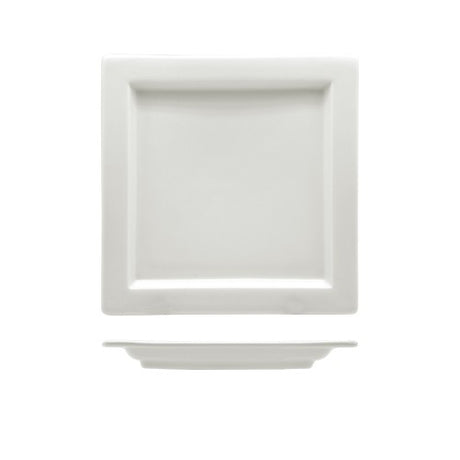 Elegant 21x21cm square platter with small rim, ideal for serving appetizers and desserts, crafted by Leela Baralee.