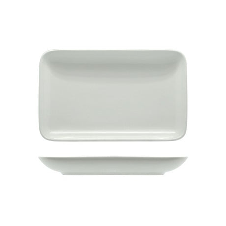 Set of 6 Rockingham rectangular dishes, 14x21cm, in sleek ceramic design for serving appetizers and mains elegantly.