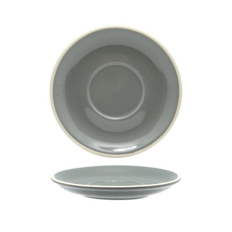 Elegant set of 6 Rockingham Grey cappuccino saucers, 14.5cm, perfect for enhancing coffee experiences and table aesthetics.