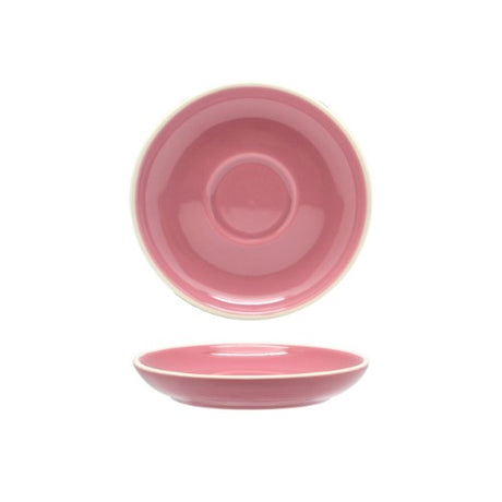 Set of 6 12cm Rockingham Pink Espresso Saucers, elegantly crafted for stylish coffee service.