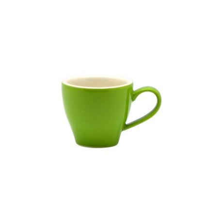 Set of 6 elegant vert green porcelain espresso tulip cups, each 85ml, ideal for coffee enthusiasts and presentations.