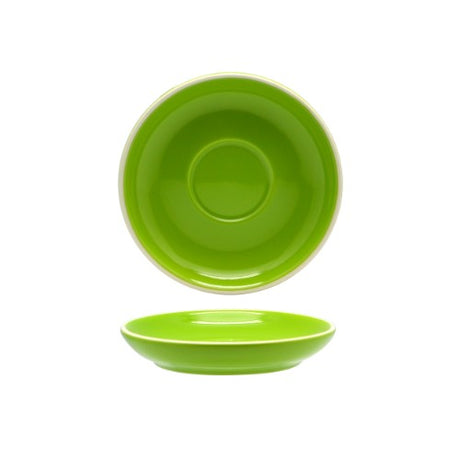 Set of 6 elegant vert green porcelain espresso saucers, perfect for enhancing coffee experiences and table settings.