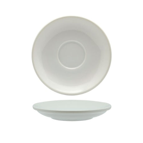 Set of 6 elegant Rockingham white saucers, perfect for long black or flat white coffee, dishwasher and microwave safe.