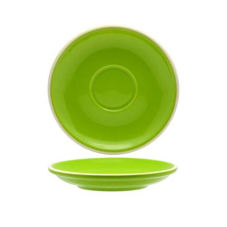 Elegantly designed vert green porcelain saucers, set of 6, ideal for long black and flat white coffee cups.