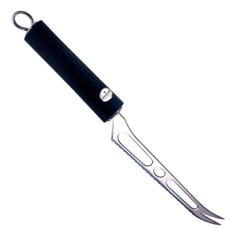 Elegant Ghidini Cheese Knife in stainless steel, perfect for slicing soft and hard cheeses with an ergonomic handle.