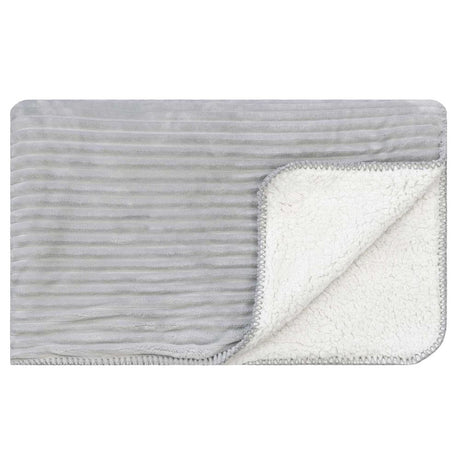 Plush Glacier Grey throw with cord texture and Sherpa lining, perfect for cozying up any space.