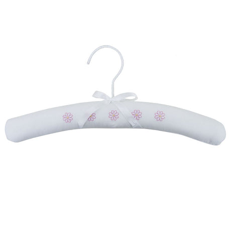 Cute pink floral embroidered coat hanger for kids, perfect for gifts or children's rooms, measuring 300MM.