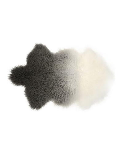 Luxurious Tibetan Lamb Fur Ombre Rug in Ivory/Charcoal, 90cm, soft and elegant centerpiece for any modern space.