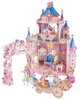 3D puzzle of a magical princess castle with intricate details and interactive features, suitable for creative play and aged 5+.