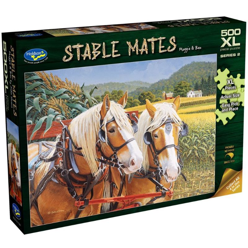 Jigsaw puzzle featuring John Sloane's artwork of Maggie and Ben, 500 pieces for ages 8+, perfect for family fun and decor.