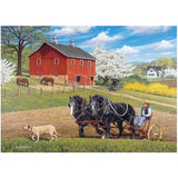 500-piece jigsaw puzzle featuring vibrant horse scenes by artist John Sloane, designed for ages 8 and up.