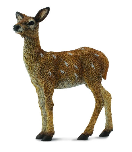 Hand-painted 7cm Red Deer Calf figurine, showcasing intricate details and safe, durable vinyl construction for collectors and children.