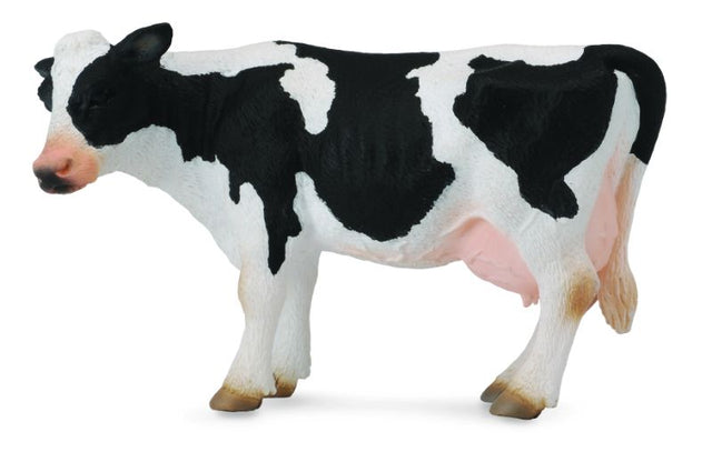 Hand-painted 12.5cm Friesian Cow figurine in black and white, made of safe, durable PVC for kids and collectors.