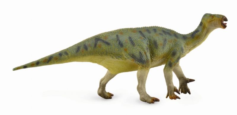 Hand-painted Iguanodon Deluxe figurine, 28cm, showcasing unique thumb spike and detailed features, perfect for dinosaur lovers.