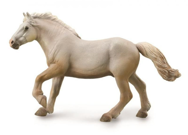 Hand-painted 20cm American Cream Draft Stallion figurine, depicting its creamy coat and detailed features, perfect for collectors.