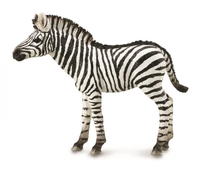 Hand-painted zebra foal figurine, 8.6 cm tall, made of non-toxic PVC for safe imaginative play and decor.