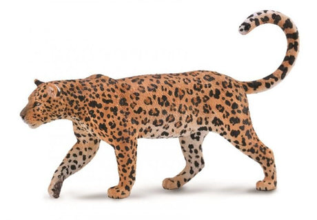 Hand-painted 12.8cm African Leopard figurine, showcasing detailed features and durable non-toxic PVC construction.