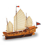 1/60 scale model kit of the Red Dragon Chinese junk, featuring laser-cut parts and detailed assembly guide.