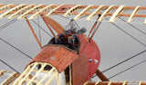 Wooden model kit of the 1/16 Sopwith F.1 Camel 1918, featuring intricate details and a methacrylate display stand.