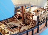 Intricate wooden ship model kit of La Pinta, crafted at 1:65 scale with quality materials and detailed assembly guide.