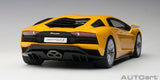 1/18 scale diecast Lamborghini Aventador S in vibrant yellow, showcasing intricate details and realistic features for collectors.