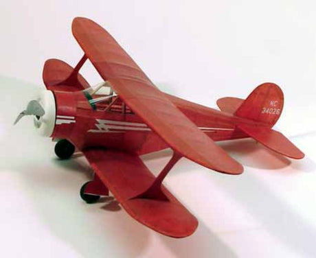 Balsa Glider 17 1/2" Staggerwing model with durable balsa wood, easy assembly, vibrant decals, and stable flight performance.