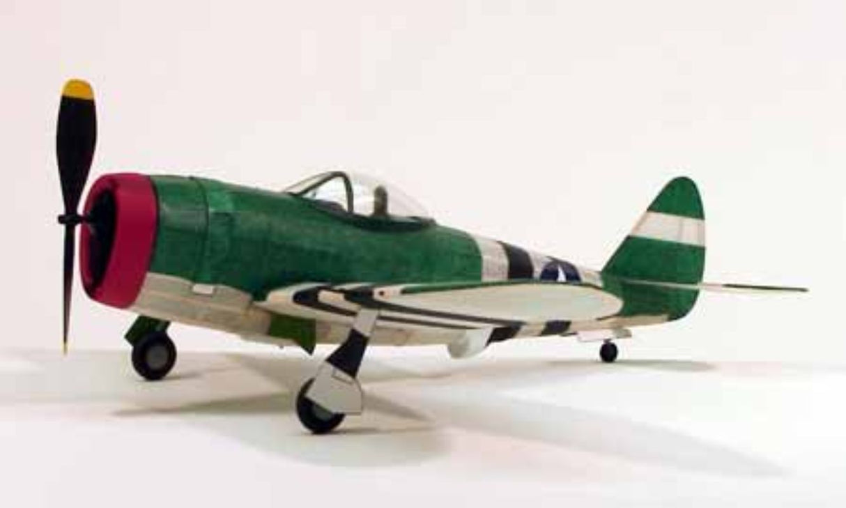 Balsa Glider model of P-47 Thunderbolt, featuring a 44cm wingspan, durable balsa wood, and vibrant peel-and-stick decals.