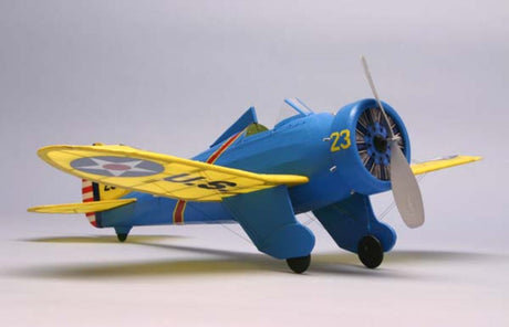 Balsa Glider P-26 Peashooter with 44 cm wingspan, easy to build, vibrant decals, and high-performance rubber for excellent flight.