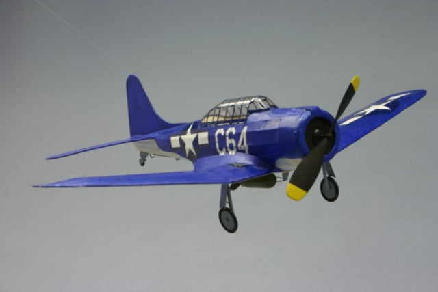 18" Balsa Glider replica of SBD-5 Dauntless, featuring hand-selected balsa wood, laser-cut parts, and vibrant decals.