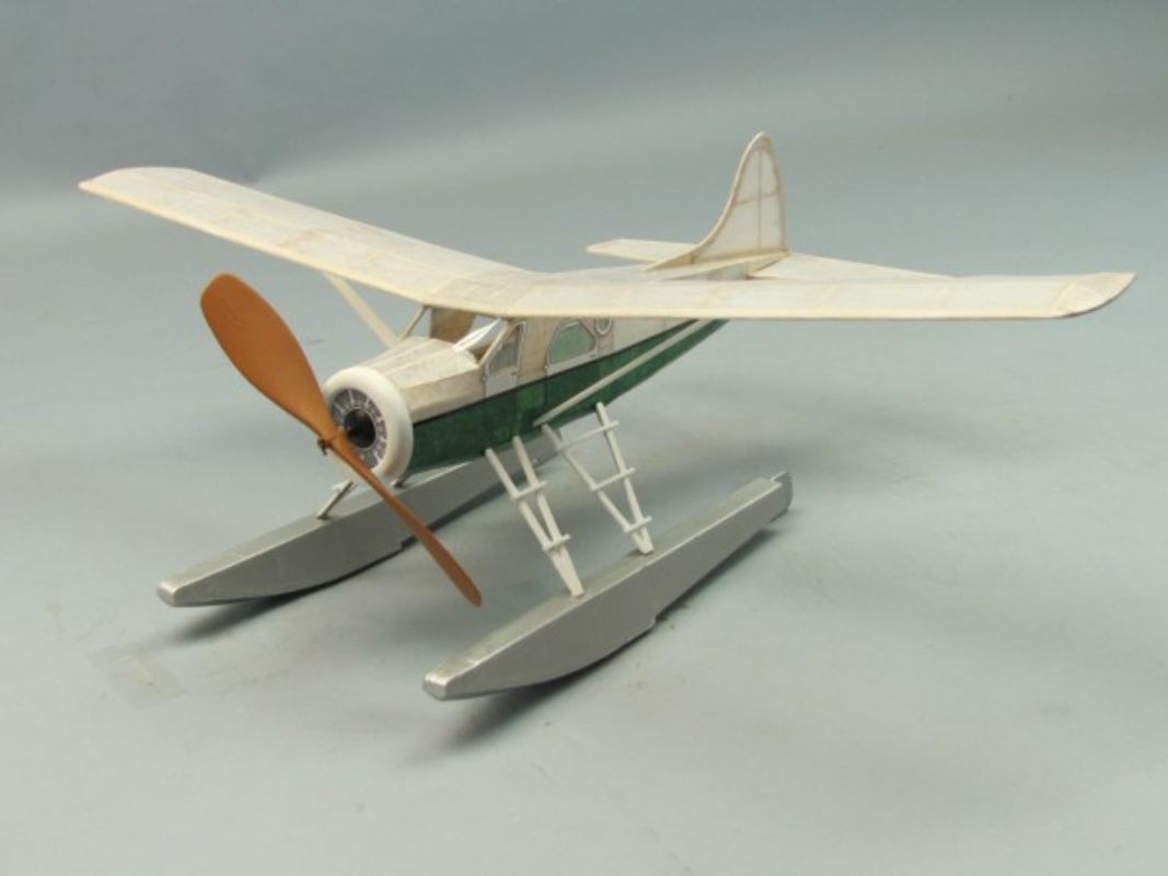 Balsa Glider - 18" DH-2 Beaver with 45cm wingspan, precision laser-cut, easy assembly, and vibrant peel & stick decals.