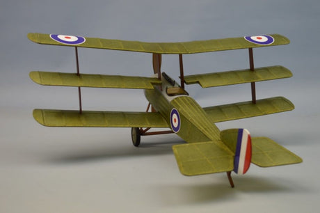 Balsa Glider - 18" Sopwith Triplane featuring tri-wing design, lightweight balsa, easy assembly, and vibrant decals for customization.