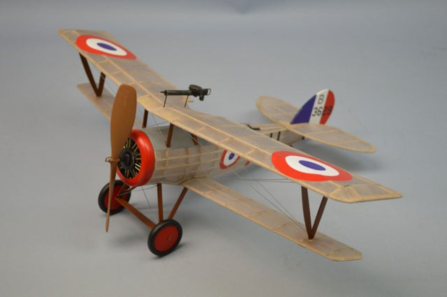 Balsa Glider model of the WWI Nieuport 27, 18" wingspan with precision-cut parts and colorful decals for easy assembly.