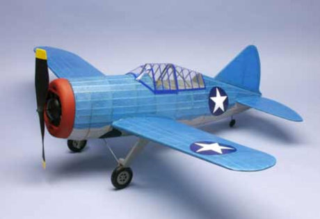 Balsa Glider model of the Brewster F2A-3 Buffalo, 30-inch wingspan, crafted from balsa wood for collectors and hobbyists.