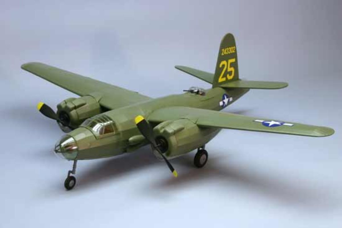 Balsa Glider - 30" B-26 Marauder: Lightweight wooden model glider designed for flight enthusiasts, featuring WWII aircraft design.