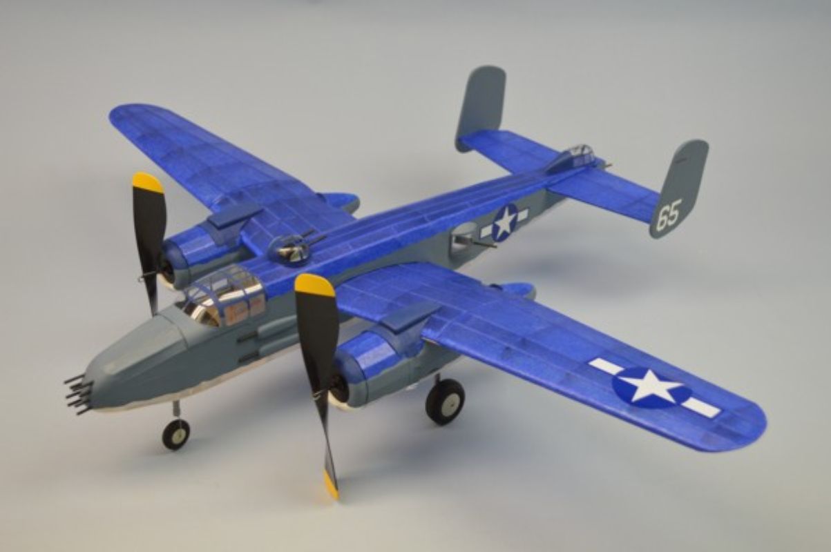 30-inch balsa glider model of the USMC PBJ 1J B-25J bomber, perfect for outdoor play and aviation collections.