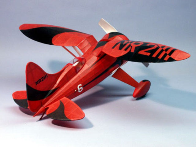 24" balsa wood glider featuring precise laser-cut parts, colorful decals, and rubber propulsion for stable flights.