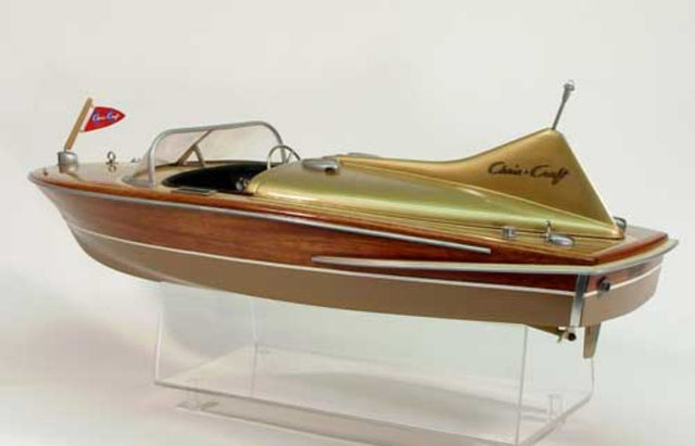 Wooden Ship Kit of the 27" Chris Craft Cobra, showcasing detailed craftsmanship for model builders and collectors.