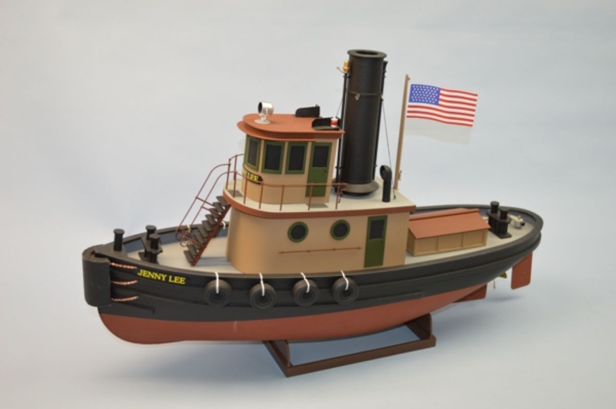 24-inch wooden model tugboat kit, the Jenny Lee Tug, perfect for hobbyists and decorative home display.