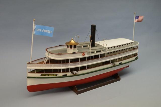 Detailed 33" wooden model kit of the City of Buffalo Ferry, ideal for hobbyists and maritime enthusiasts.