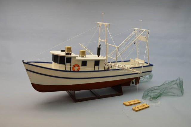 Wooden model ship kit of Rusty the Shrimp Boat, 36 inches, ideal for hobbyists and families, promotes creativity and skill-building.