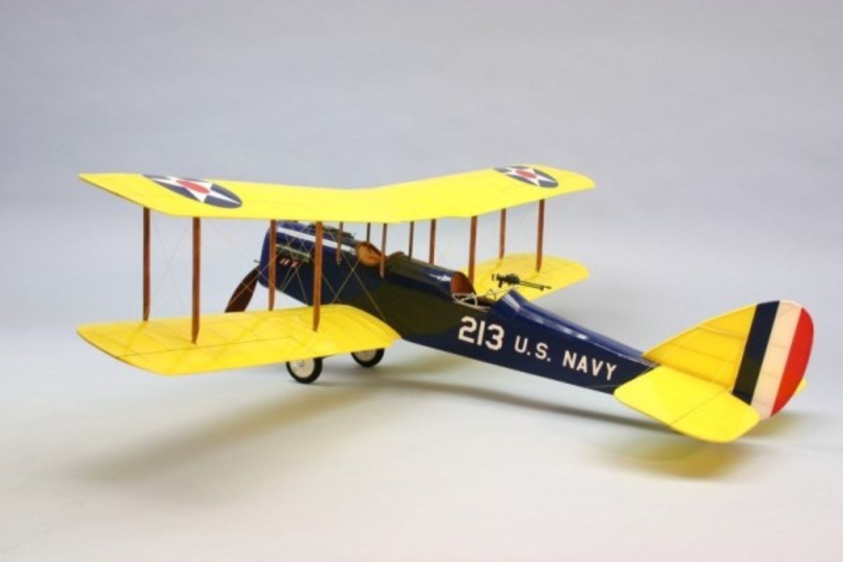 Balsa Glider - RCC EP 35" DH-4 Bi-plane, a lightweight model made of hand-selected balsa with laser-cut parts for easy assembly.