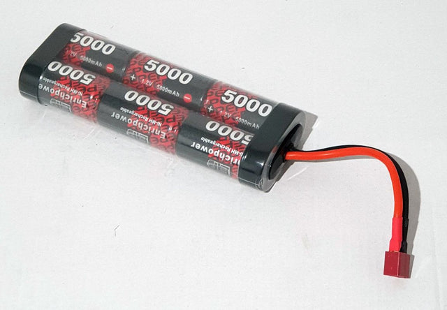 Enrichpower 7.2V 5000mAh NiMH battery with DEANS connector, ideal for RC vehicles, ensuring long-lasting power and performance.